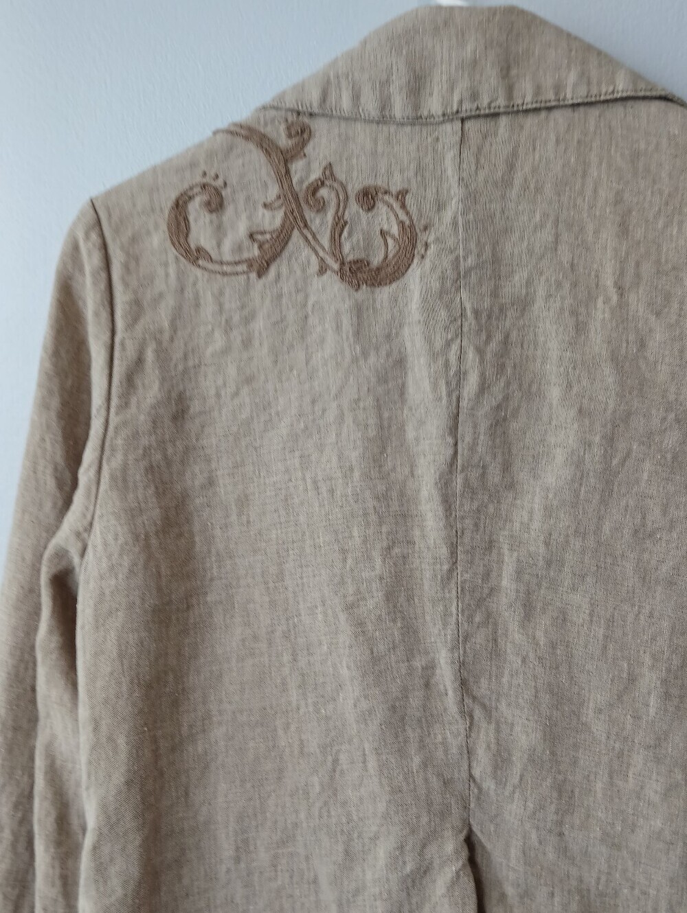 Coldwater Creek Linen Blazer Embroidered Womens Size 8 Lagenlook Business Casual - Picture 6 of 6